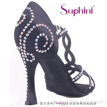 Black Satin Latin Dance Shoes